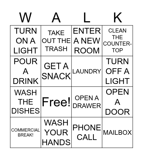 WALKING BINGO Card