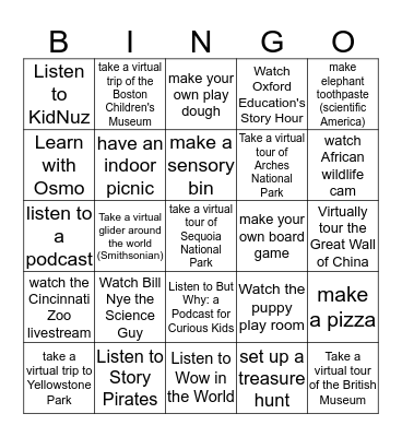 Quarantine Bingo Card
