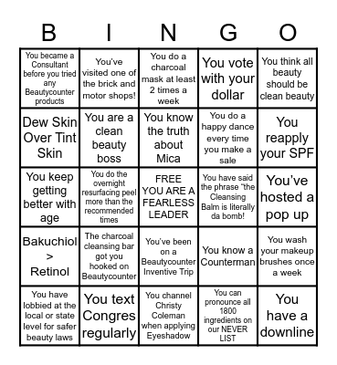 BEAUTYCOUNTER BINGO by  @Cleanlivingwithbex Bingo Card
