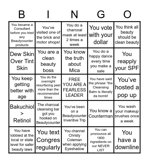 BEAUTYCOUNTER BINGO by  @Cleanlivingwithbex Bingo Card