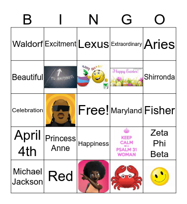 Vashti's Birthday Bingo Card