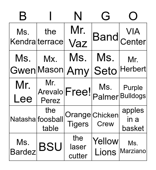 BPC BINGO! Bingo Card