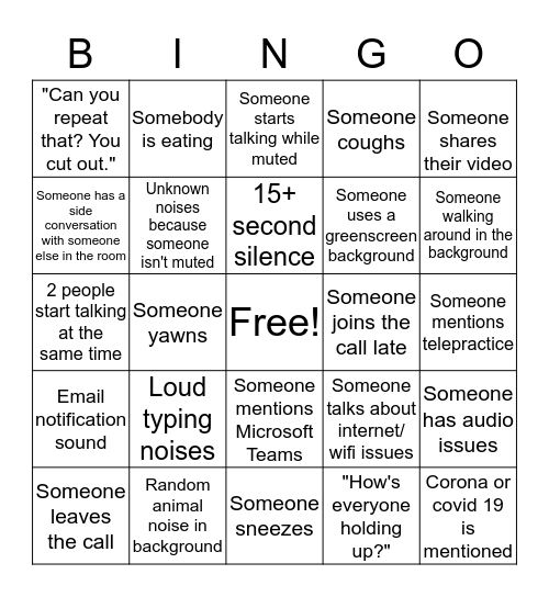 ZOOM BINGO Card