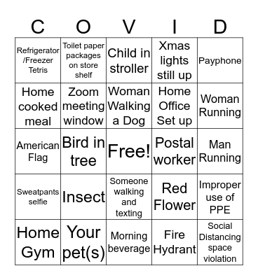 Corona Bingo Card