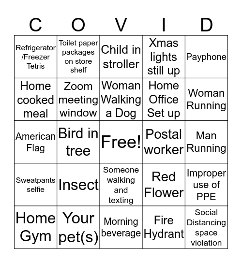 Corona Bingo Card