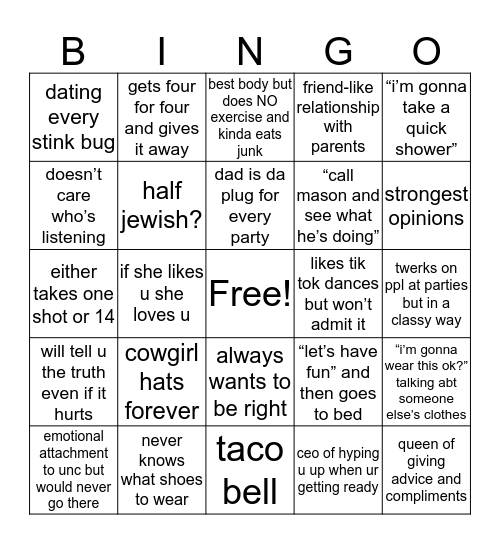 FIONA 2 Bingo Card