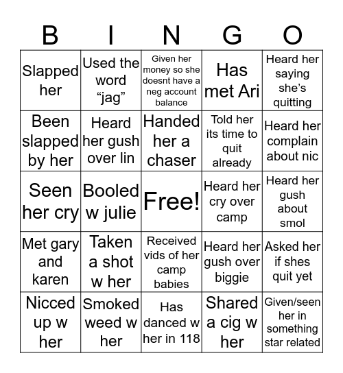 Erika Bingo Card