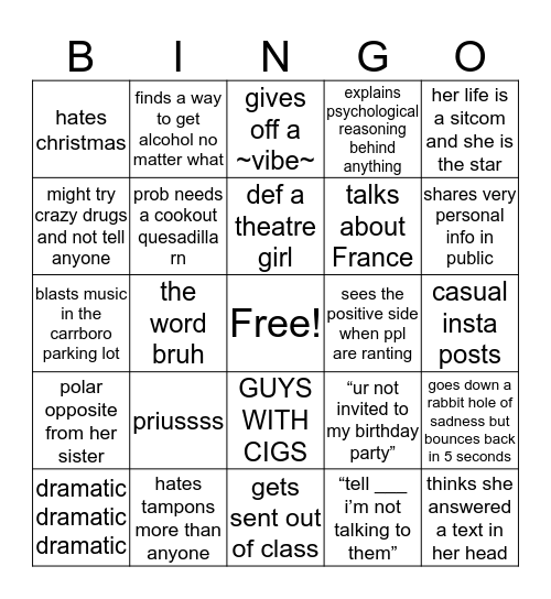 Fiona 3 Bingo Card