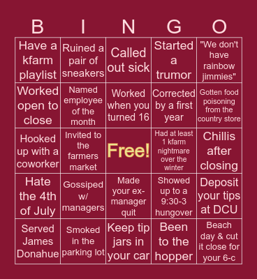 SCOOPERS BINGO Card