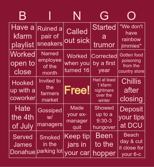 SCOOPERS BINGO Card