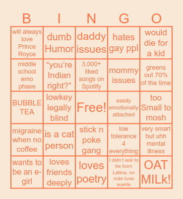 Mary’s Bingo Card