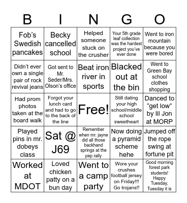 Crystal Falls/Forest Park Bingo Card