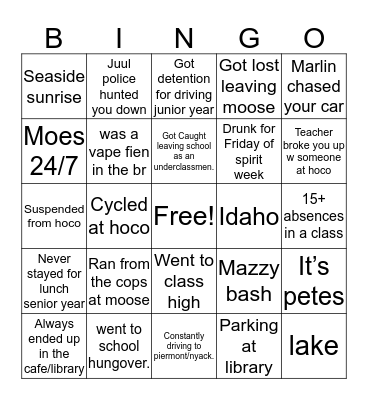 Nanuet <3 Bingo Card