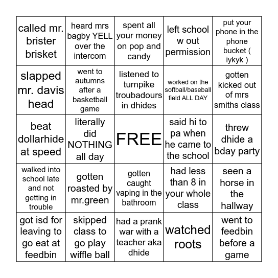 CANEY BINGO 🤩 Bingo Card