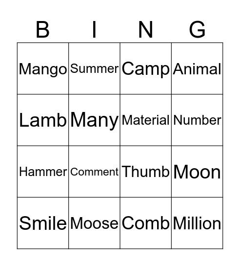 Zaid Bingo Week 2 Bingo Card
