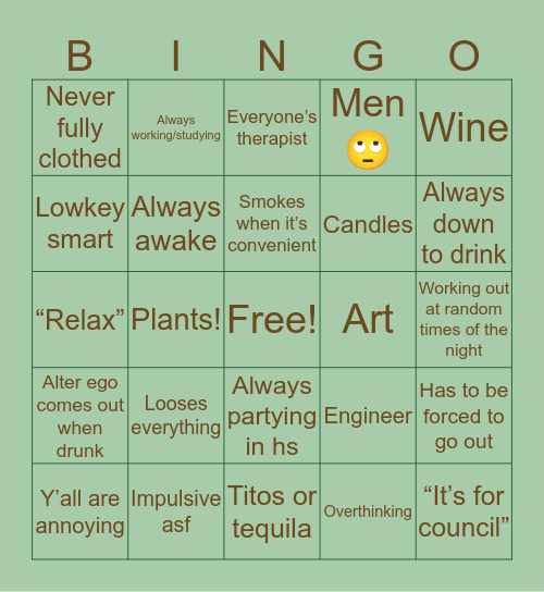 Moore Lifeee Bingo Card