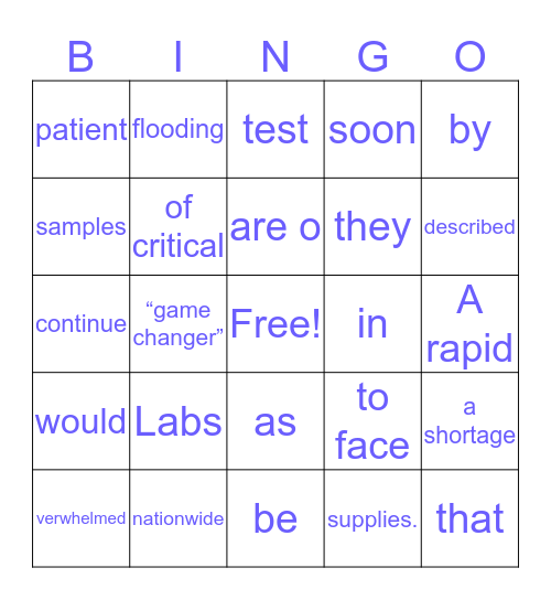 hola Bingo Card