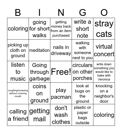 safe or unsafe Bingo Card