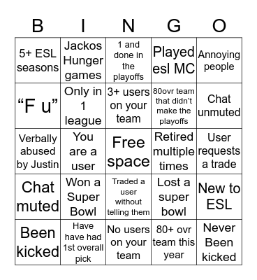 Esl bingo Card