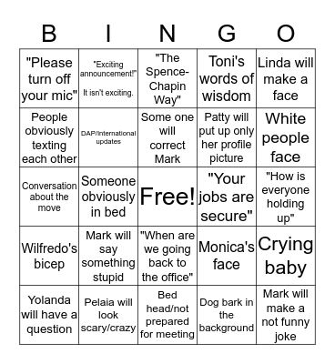 All Staff Meeting Bingo Card