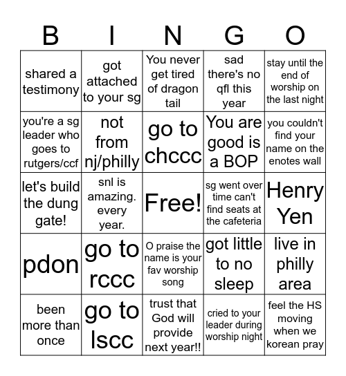 QUEST FOR LIFE Bingo Card