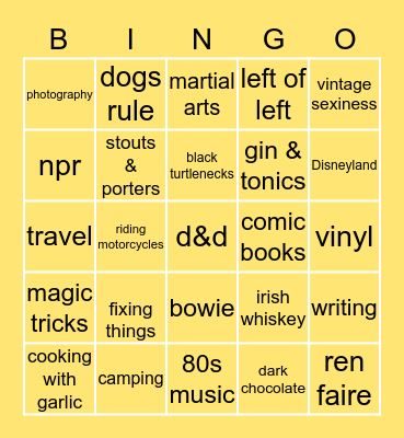 How Similar Are We Bingo Card