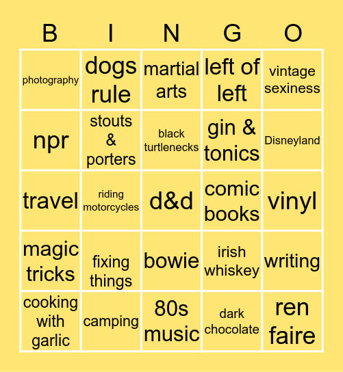 How Similar Are We Bingo Card