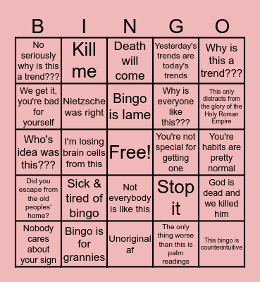 Bingo for Bingos Bingo Card