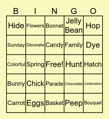 Renewals Easter Bingo!! Bingo Card