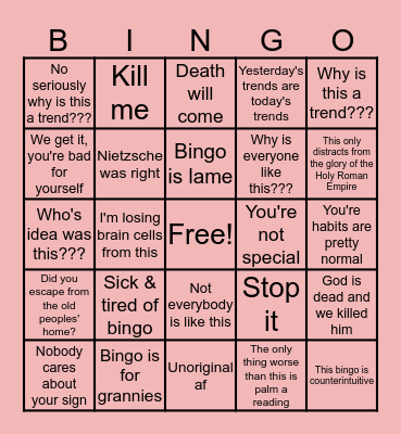 Bingo for Bingos Bingo Card