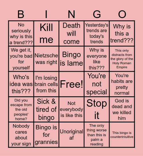 Bingo for Bingos Bingo Card