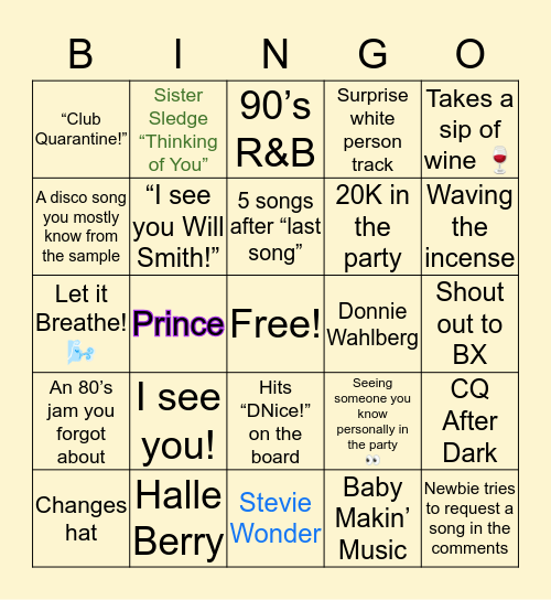 CLUB QUARANTINE! Bingo Card