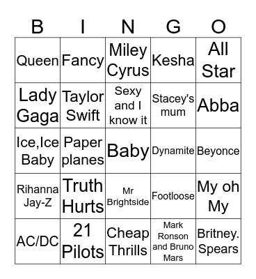 Singo Bingo Card