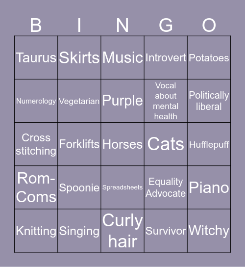 Stacia Bingo Card