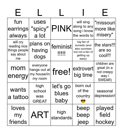 what do you have in common with Bingo Card
