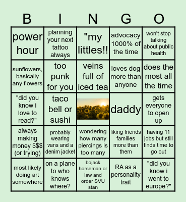 Allison's Bingo Card