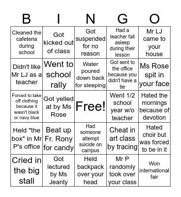 BETHEL JUNIOR ACADEMY Bingo Card