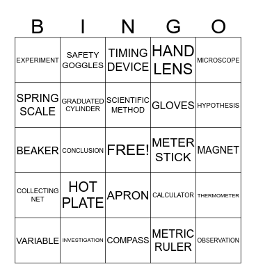 SCIENCE VOCABULARY Bingo Card