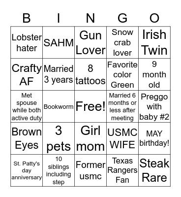 Andrea's Bingo Card