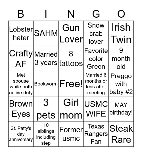 Andrea's Bingo Card