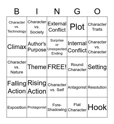 English Language Arts Bingo Card