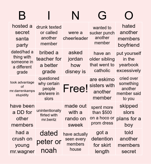 SLORS Bingo Card