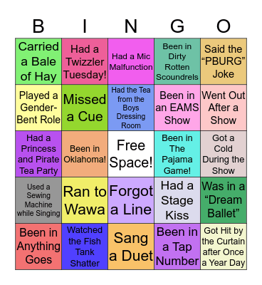 EAHS Cast Bingo! Bingo Card