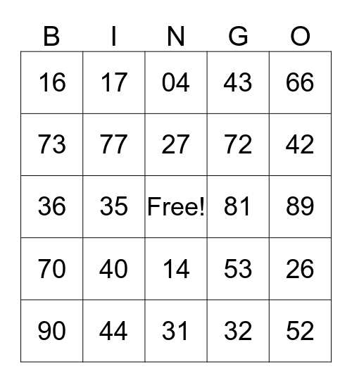 PLS Bingo Card
