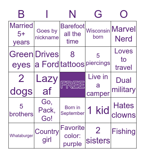 Kenzi Bingo Card