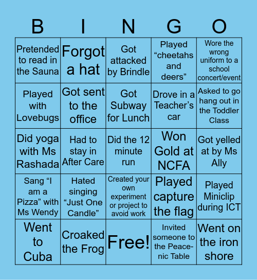 MBTS Bingo Card