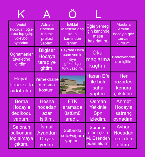 KAÖL BİNGO Bingo Card
