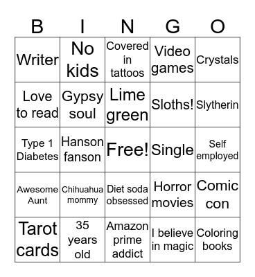 Cassidy Bingo Card