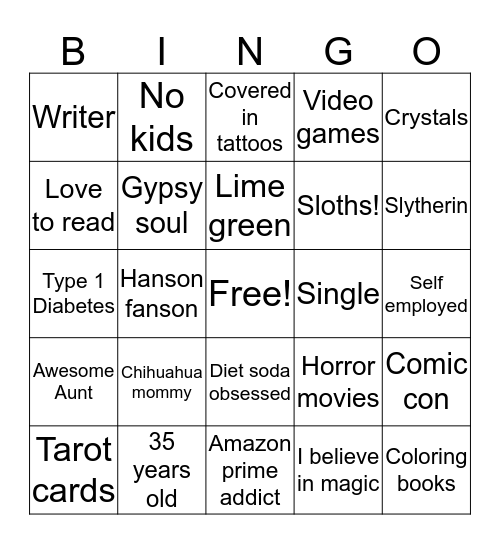 Cassidy Bingo Card