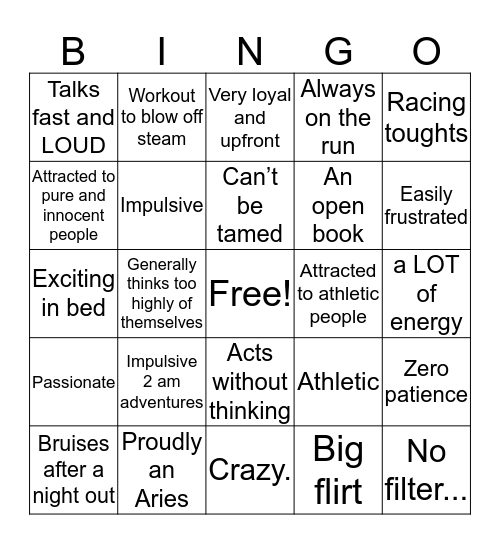 ARIES Bingo Card